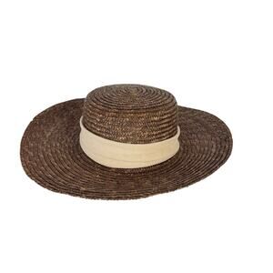 Copied - A New Day Natural Straw Boater Sun Beach Hat Women's One Size Wide Brim